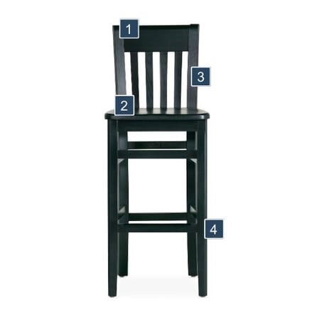 Black Curved Back Bar Stool Features
