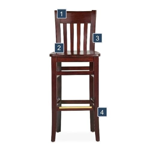 Mahogany Slated Back Bar Stool Features