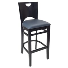 Chloe Solid Black Beech Wood Commercial Bar Stool With Upholstered Seat