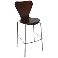 Wood Shell Stackable Commercial Barstool in Dark Mahogany