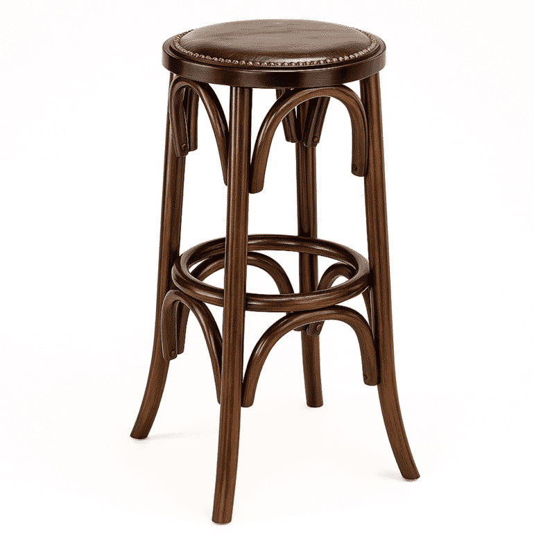 Restaurant Bar Stool Antique Walnut Finish Upholstered