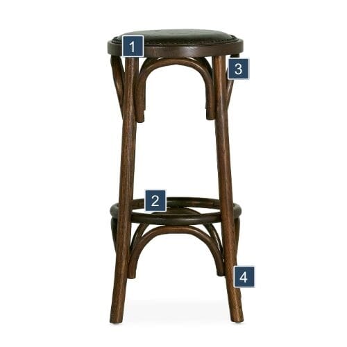 Antique Walnut Finish Bistro Backless Bar Stool Features
