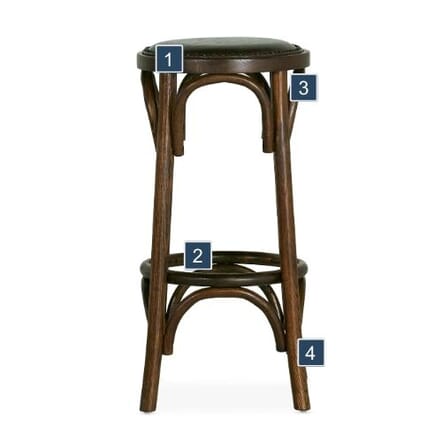 Antique Walnut Finish Bistro Backless Bar Stool Features
