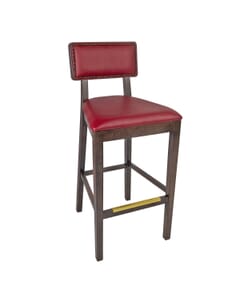 Fully Upholstered Solid Wood Square Back Restaurant Bar Stool with Nailhead Trim