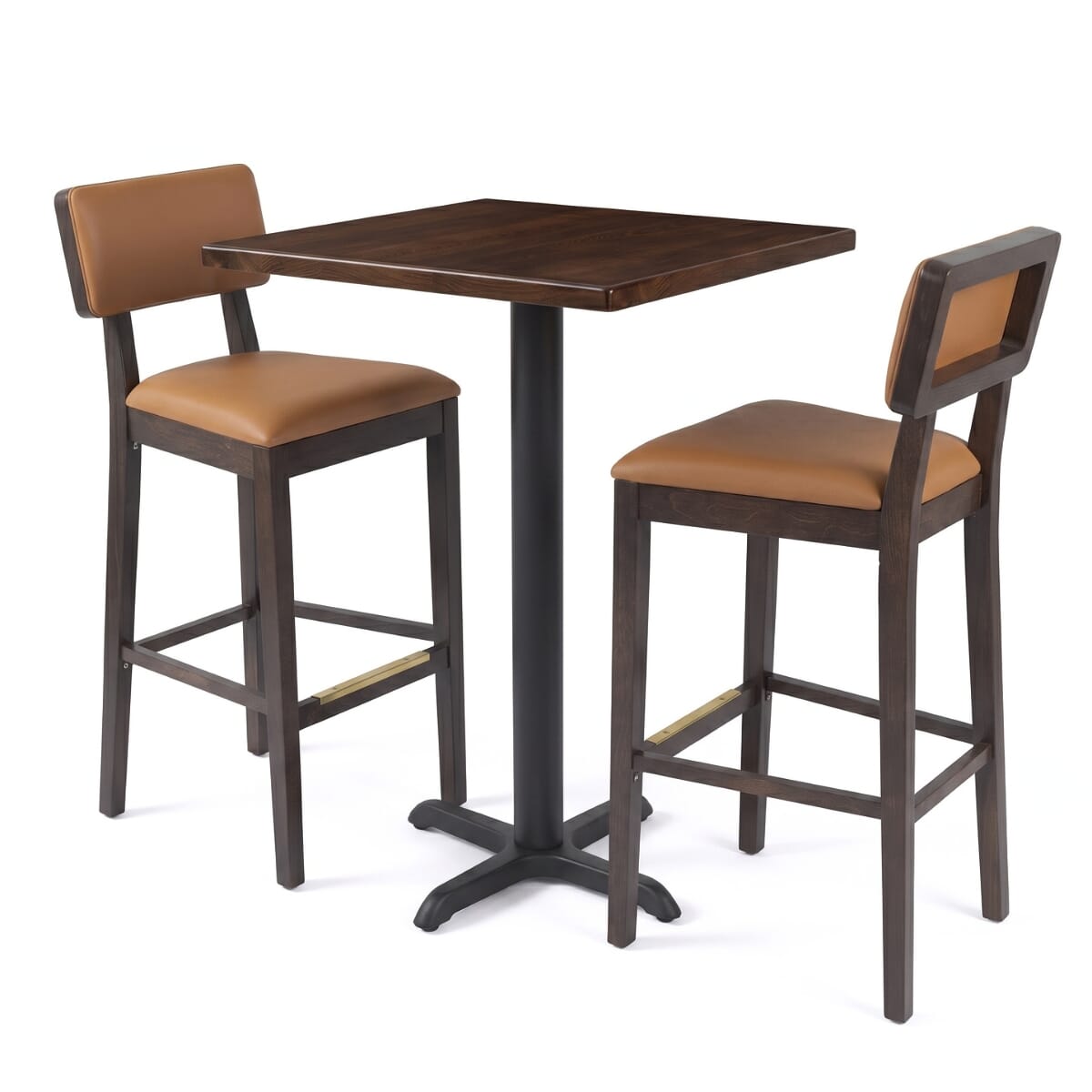 2-Seat Upholstered Rectangular Back Restaurant Bar Set