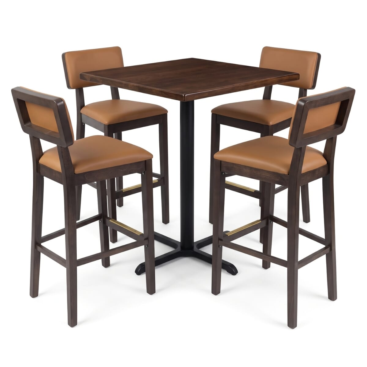 4-Seat Rectangular Back Upholstered Restaurant Bar Set