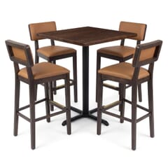 4-Seat Rectangular Back Upholstered Restaurant Bar Set