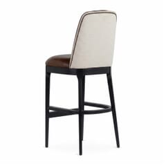 Custom Fully Upholstered Townsend Wood Restaurant Bar Stool in Black Finish with Nailhead Trim