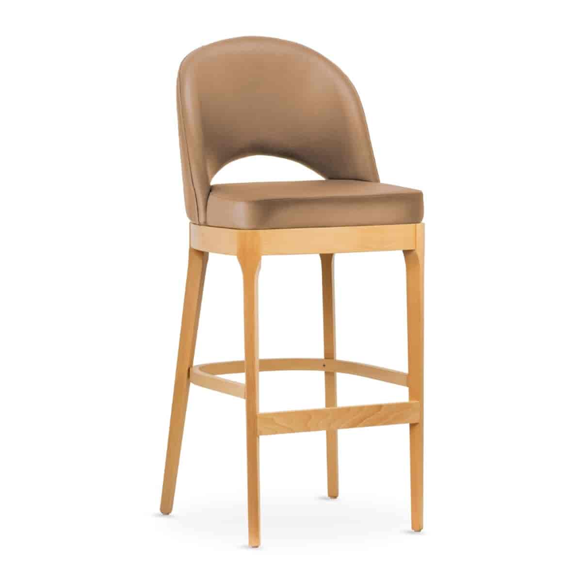 Lily Modern Wood Restaurant Bar Stool in Natural Finish