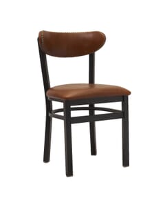 Upholstered Metal Kidney Side Chair with Nailhead Trim