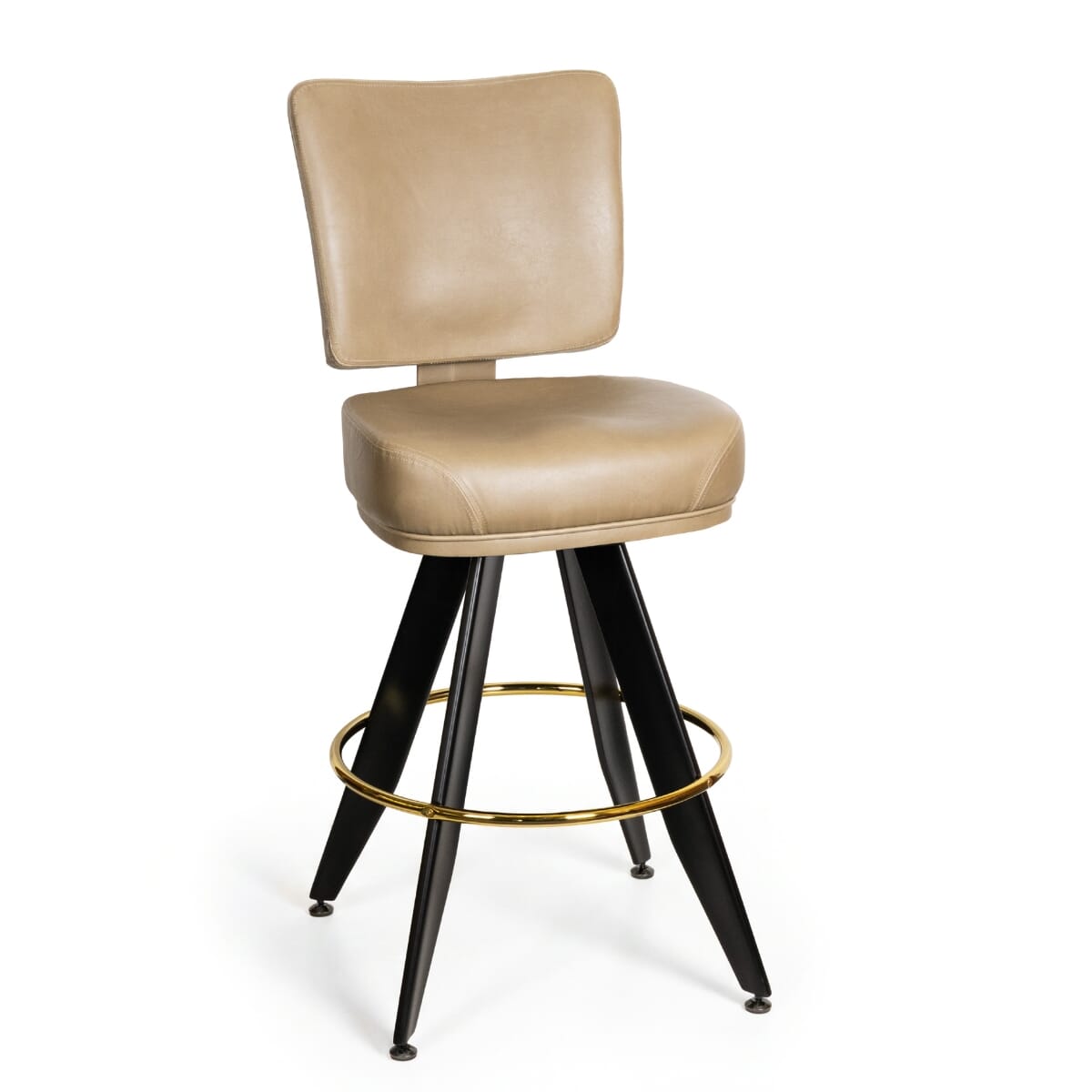 Thayer Custom Architectural Restaurant Bar Stool with Angled Black Steel Frame 