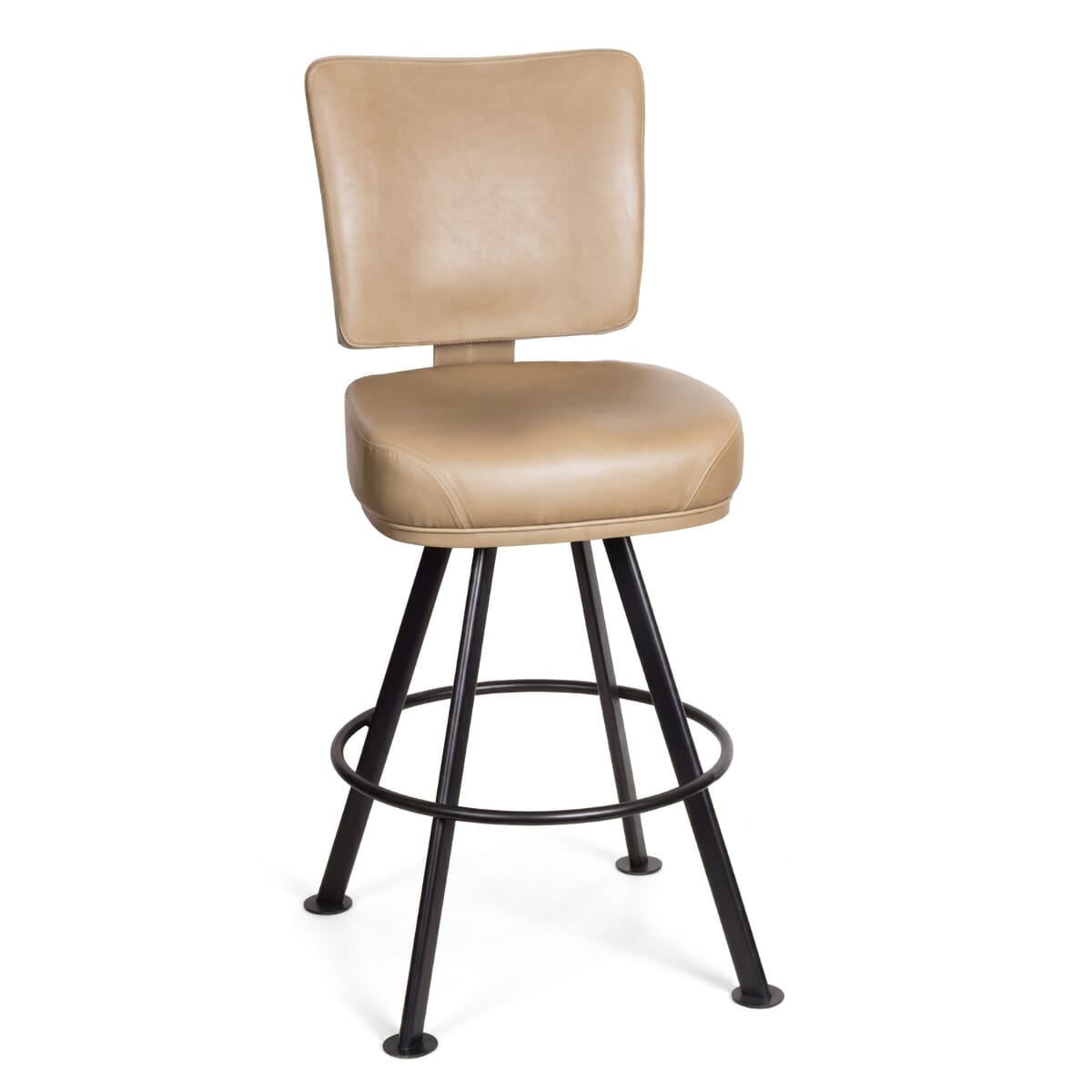 Thayer Custom Restaurant Bucket Bar Stool with Black Steel Frame