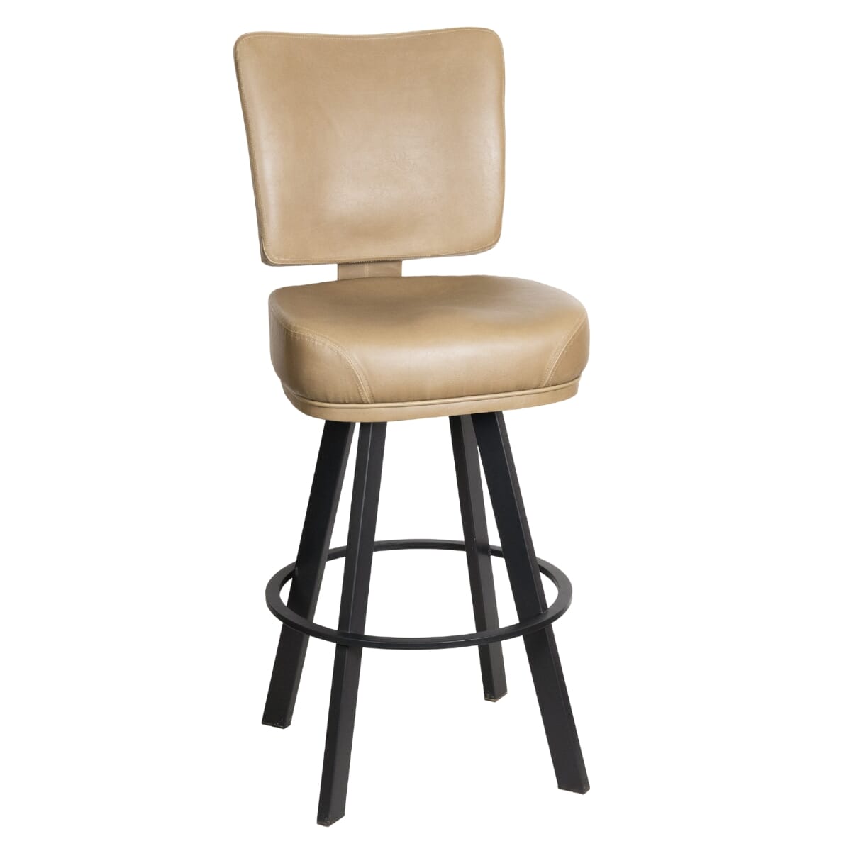 Thayer Custom Restaurant Bucket Bar Stool with Black Steel Base