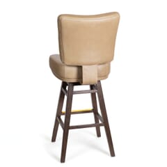 Custom Restaurant Bucket Bar Stool – Walnut Frame with Brass Footrest Plate