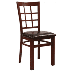 Mahogany Steel Window-Back Restaurant Chair