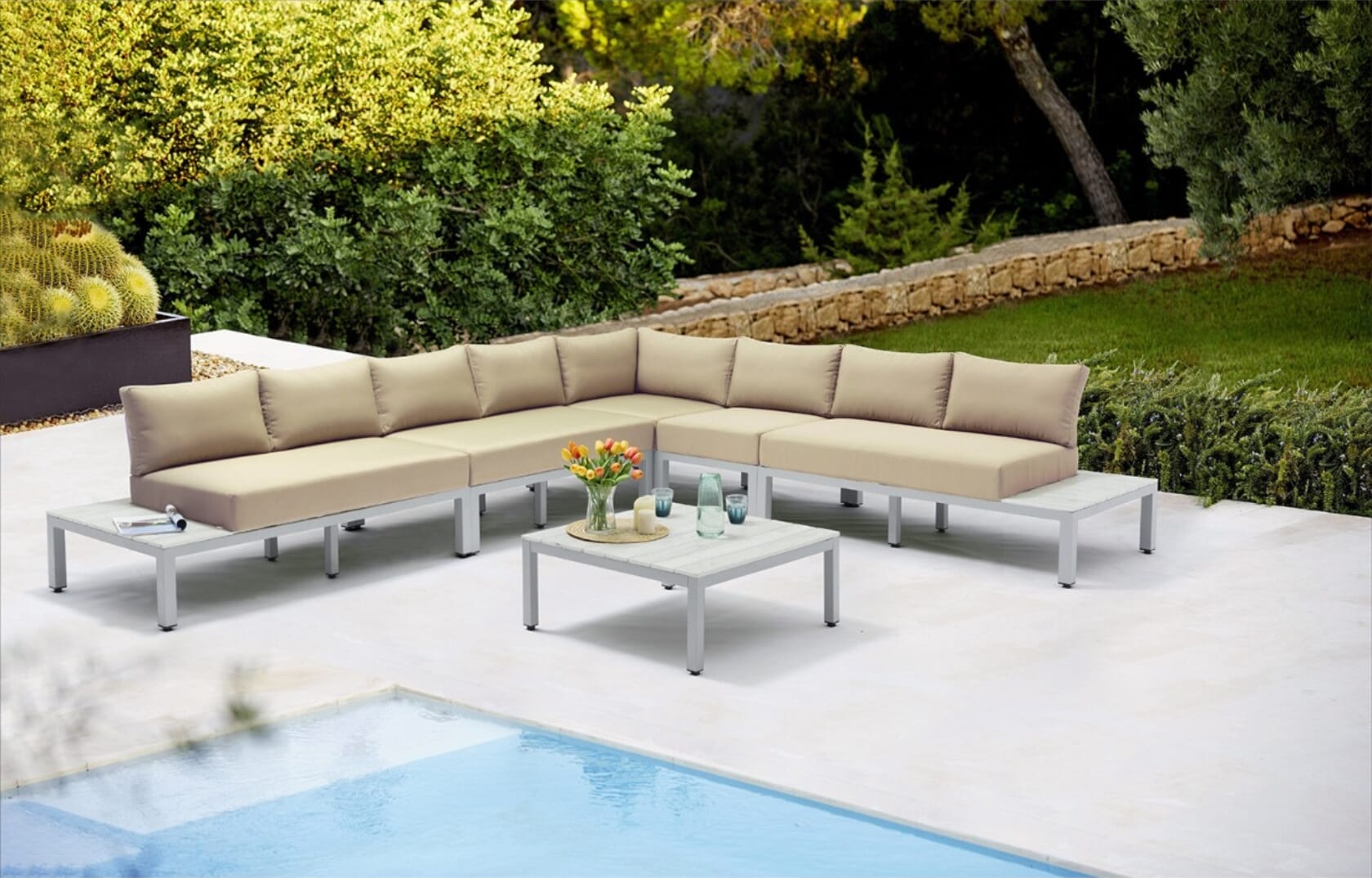 6 pieces - Miami Outdoor Modular Sectional Set