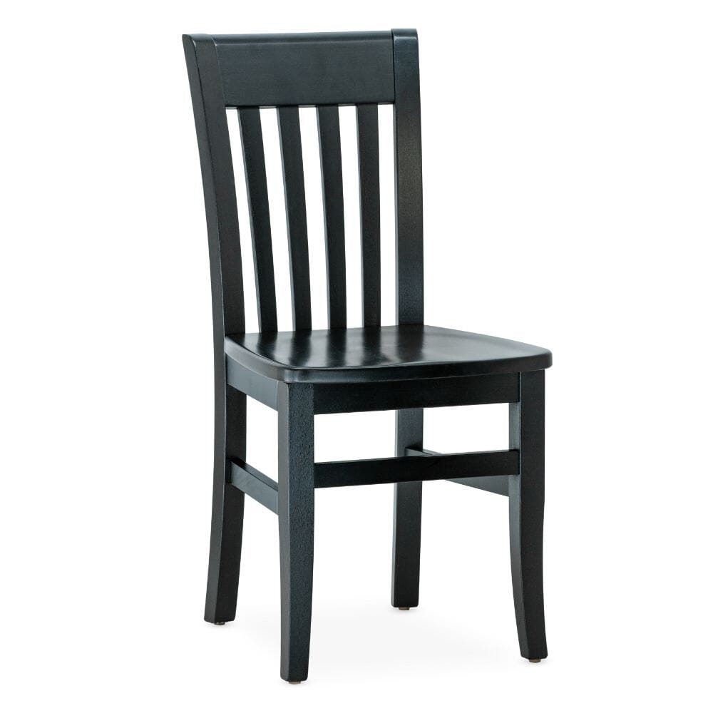 Black Vertical Slat Back Wood Restaurant Chair