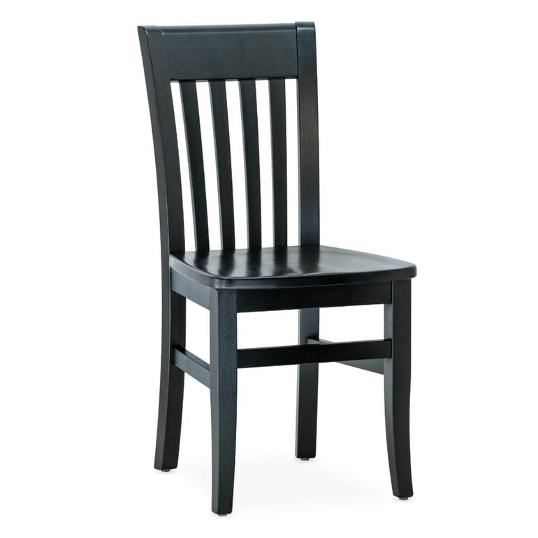 Black Vertical Slat Back Wood Restaurant Chair - Main Image