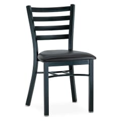 Stackable Upholstered Black Steel Ladderback Restaurant Chair