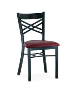 Stackable Black Metal Double Cross Back Chair (Side)