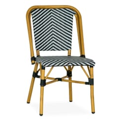 Wicker & Bamboo Outdoor Restaurant Stackable Chair - Black/White