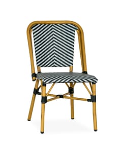 front corner view of commercial Black/White bamboo chair 