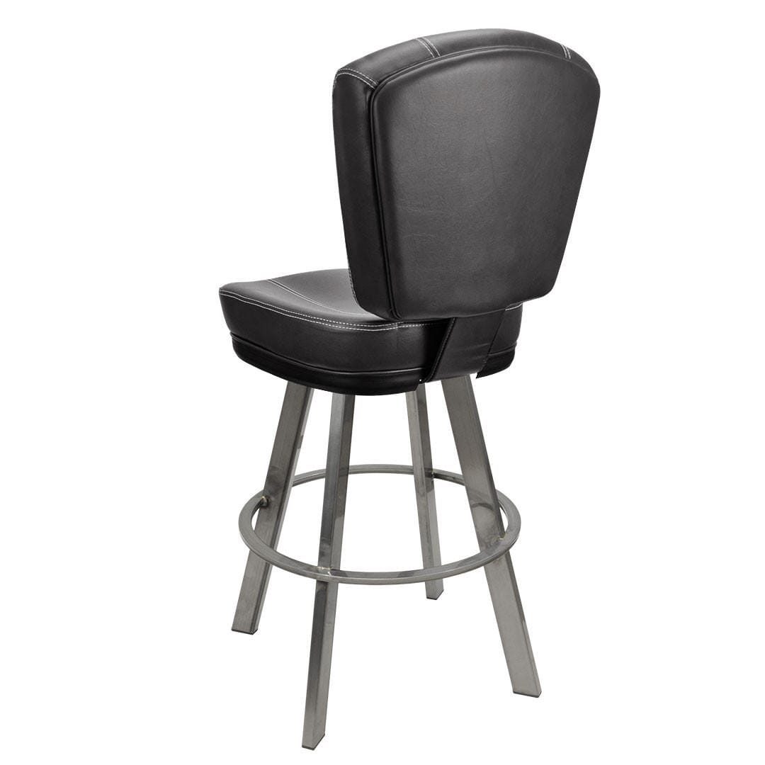 Custom Upholstered Modern Bucket Bar Stool with Clear Coat Frame