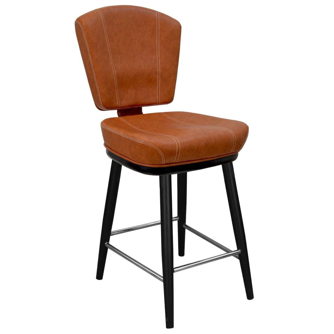 Modern Bucket Bar Stool for Restaurant Interiors with Square Black Frame, Chrome Foot Ring