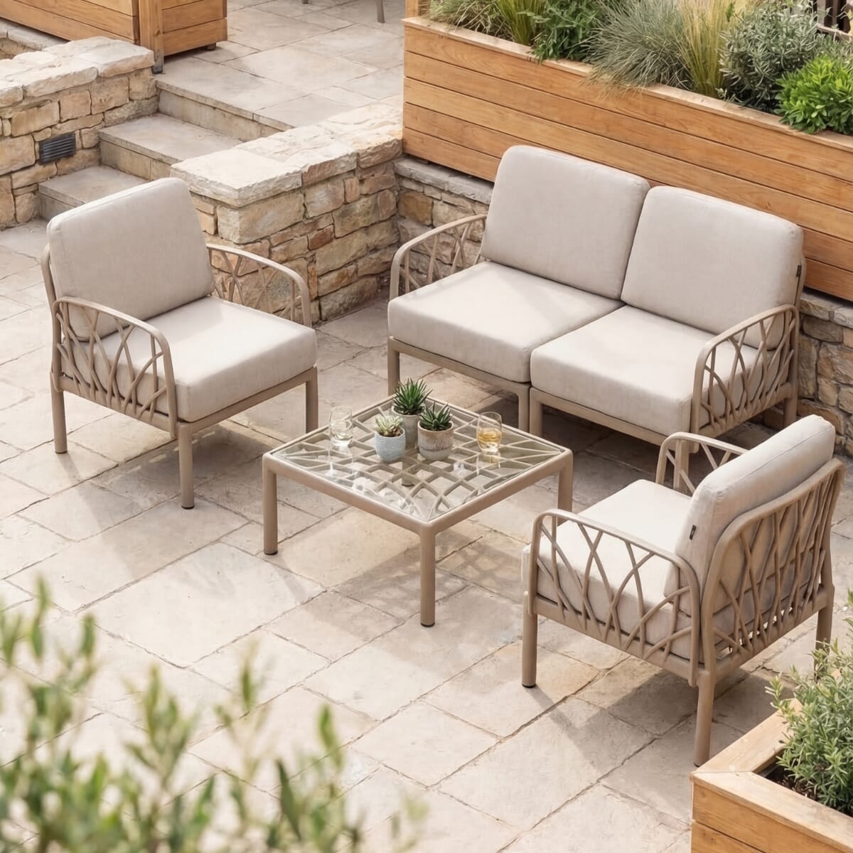5 Piece -Venice Modular Outdoor Lounge Lovechair Set