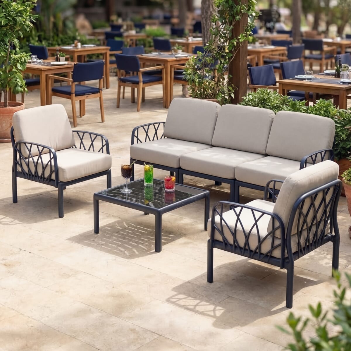 6 Piece - Venice Modular Outdoor Lounge Sofa Set