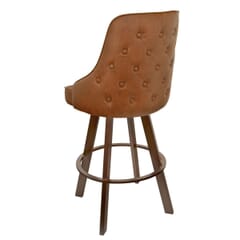 Tufted Vinyl Bucket Restaurant Bar Stool with Rust Base