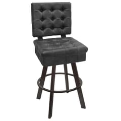 Tufted Vinyl Swivel Bucket Bar Stool with Black Steel Base