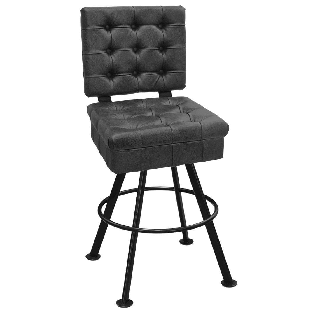 Tufted Bucket Restaurant Bar Stool with Black Rounded Base and 32 oz Vinyl Options