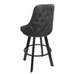 Tufted Button-Back Swivel Bucket Bar Stool with Black Base
