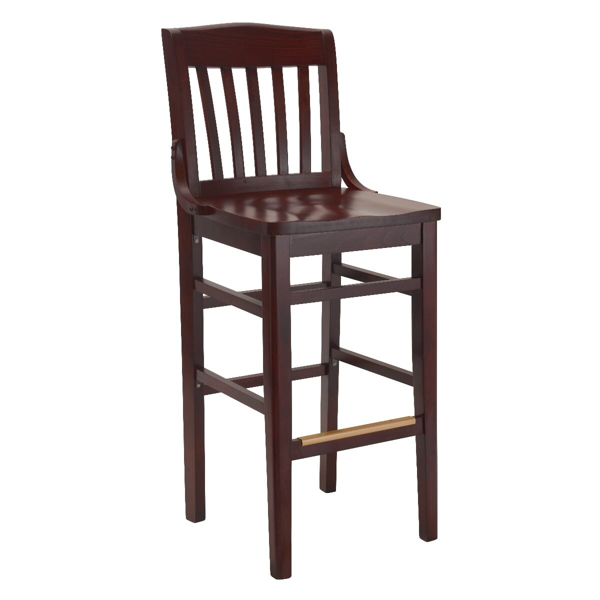 Solid Wood Schoolhouse Restaurant Bar Stool in Dark Mahogany