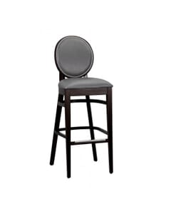 Fully Upholstered Solid Beech Wood Round Back Restaurant Bar Stool with Nail-head Trim