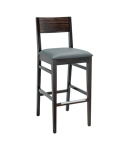 Solid Beechwood Square Back Bar Stool With Upholstered Seat 