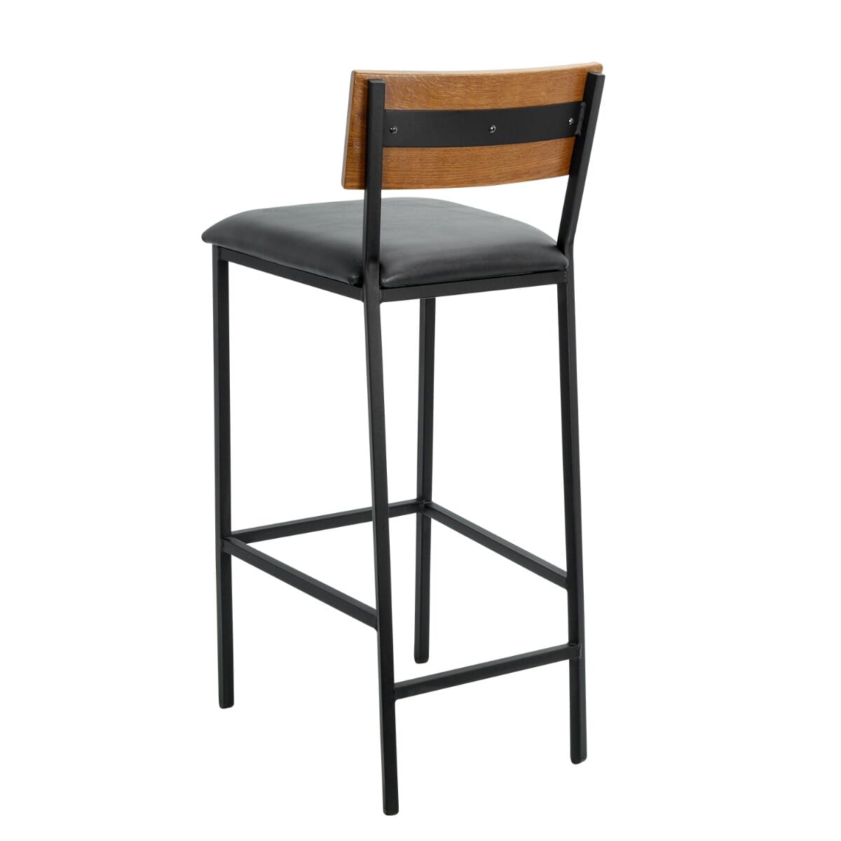 American Red Oak Wood Industrial Steel Frame Restaurant Bar Stool