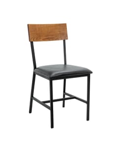 American Red Oak Wood Black Steel Frame Restaurant Chair