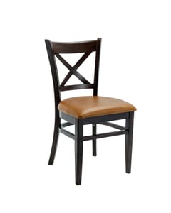 Espresso Wood Cross-back Commercial Chair with Upholstered Seat (Front)