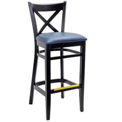 Solid Beech Wood Cross Back Commercial Bar Stool in Black