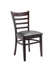Espresso Wood Ladderback Commercial Chair with Upholstered Seat (Front)