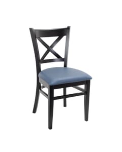 Black Wood Cross-back Commercial Chair with Wood Veneer Seat (Front)