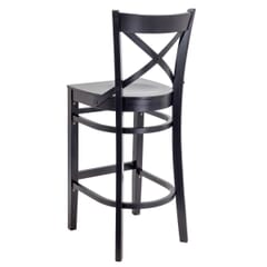 Solid Beech Wood Cross Back Commercial Bar Stool in Black
