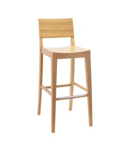 Natural Wood Commercial Bar Stool with Zebra Style Pattern (Front)