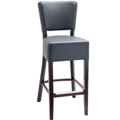 Fully Upholstered Faux-Leather Commercial Dining Bar Stool In Grey Vinyl 