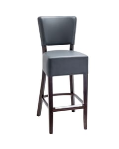 Fully Upholstered Espresso Faux-Leather Commercial Dining Bar Stool (Front)