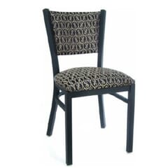 Fully Upholstered Black Steel Ladderback Metal Chair
