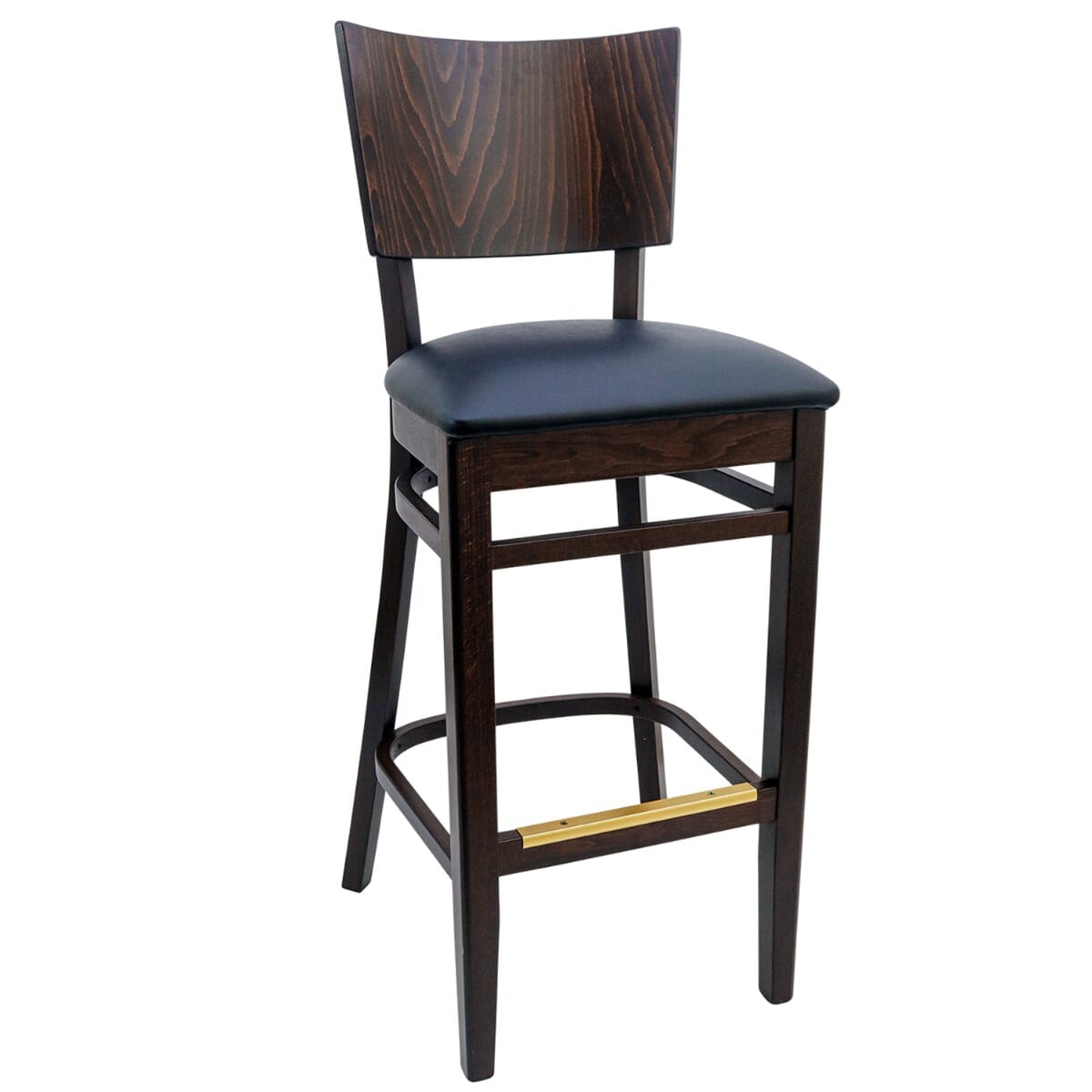 Solid Walnut Wood Square Back Restaurant Bar Stool