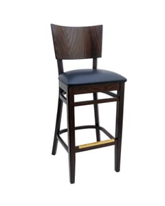 Walnut Solid Wood Square Back Restaurant Bar Stool with Upholstered Seat (Front)